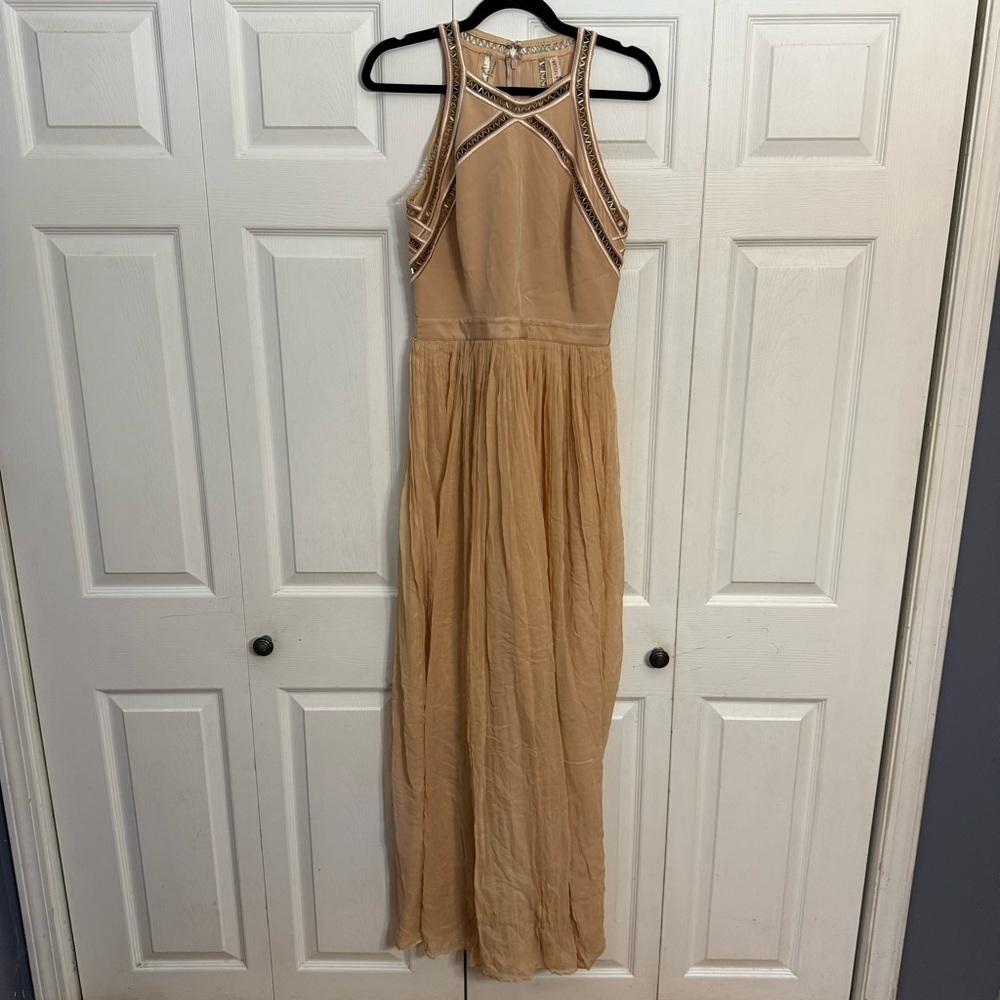 Rebecca Taylor NWT 100% Silk Beautiful Beaded Flowy Maxi Dress 4